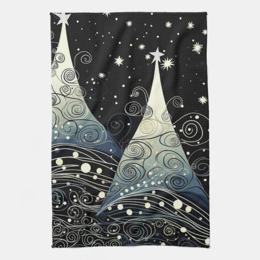 Linge De Cuisine Festive Twilight Christmas Trees (Vertical)