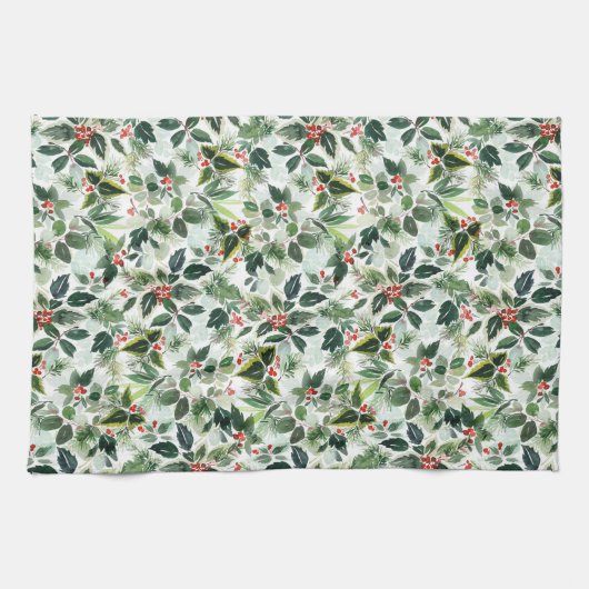 Linge De Cuisine Festive Variégé Motif de l'hiver Noël (Horizontal)