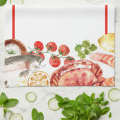 Linge De Cuisine Fête de fruits de mer Rouge (Plié)