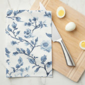 Linge De Cuisine Fête de Mariage Fleurs Blanches Bleues (Quart Plié)