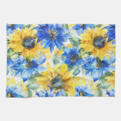 Linge De Cuisine Fête de mariage Fleurs Jaunes Bleues (Horizontal)