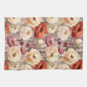 Linge De Cuisine Fête de mariage fleurs printanières crème bourgogn (Horizontal)