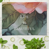 Linge De Cuisine Fête de mariage floral rose pêche romantique (Plié)