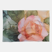 Linge De Cuisine Fête de mariage floral rose pêche romantique (Horizontal)