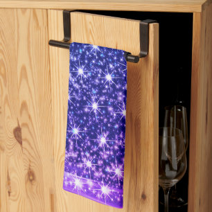 Linge De Cuisine Fête de Noël Arbre Rose Bleu Hiver Noir Rustique