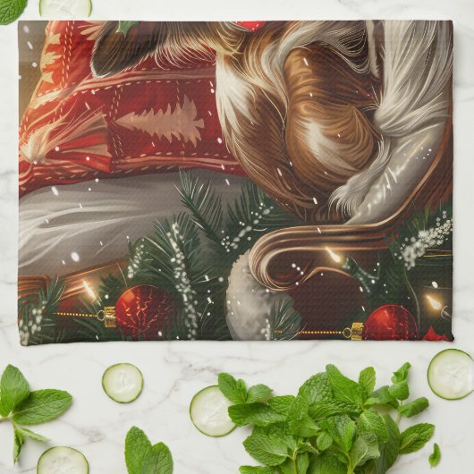 Linge De Cuisine Fête de Noël de chien de Papillon (Plié)