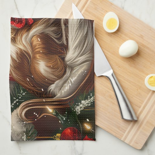 Linge De Cuisine Fête de Noël de chien de Papillon (Quart Plié)