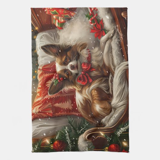 Linge De Cuisine Fête de Noël de chien de Papillon (Vertical)