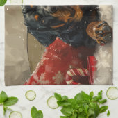 Linge De Cuisine Fête de Noël de chien Rottweiler (Plié)