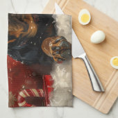 Linge De Cuisine Fête de Noël de chien Rottweiler (Quart Plié)