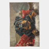 Linge De Cuisine Fête de Noël de chien Rottweiler (Vertical)