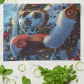 Linge De Cuisine Fête de Noël des Chiens de Dalmatie (Plié)