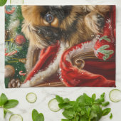 Linge De Cuisine Fête de Noël des chiens de Pékin (Plié)