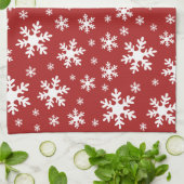 Linge De Cuisine Fête de Noël d'hiver de la neige blanche rouge (Plié)