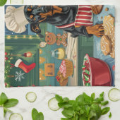 Linge De Cuisine Fête de Noël Doberman Pinscher (Plié)