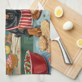 Linge De Cuisine Fête de Noël Doberman Pinscher (Quart Plié)
