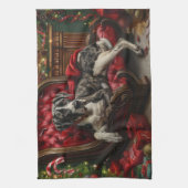 Linge De Cuisine Fête de Noël du chien Danse (Vertical)