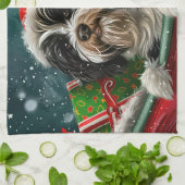 Linge De Cuisine Fête de Noël du chien tibétain Terrier (Plié)