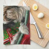 Linge De Cuisine Fête de Noël du chien tibétain Terrier (Quart Plié)