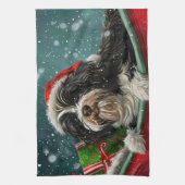 Linge De Cuisine Fête de Noël du chien tibétain Terrier (Vertical)