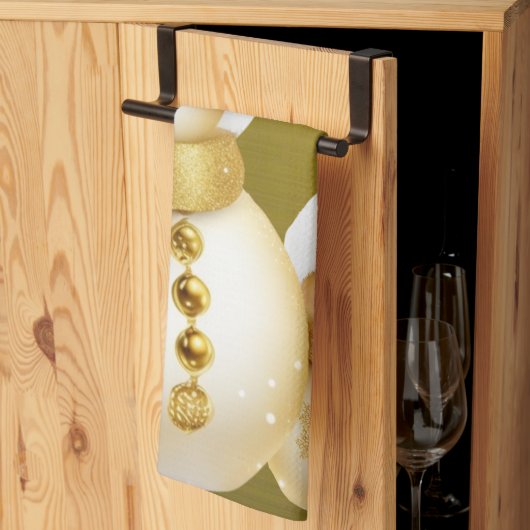 Linge De Cuisine Fête de Noël Golden Snowman Vacances d'hiver (Pliage en tiers)