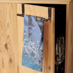 Linge De Cuisine Fête de Noël Hiver Blanc Bonhomme de Neige Bleu Ru