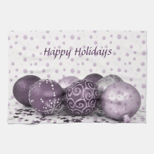 Linge De Cuisine Fête de Noël Pink violet ornements Snowflakes