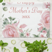 Linge De Cuisine Fête des mères joyeuses à la rose rose sur mesure (Plié)