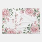 Linge De Cuisine Fête des mères joyeuses à la rose rose sur mesure (Horizontal)