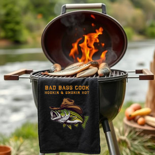 Linge De Cuisine Fête des pères Funny Fish portant un Casquette Cow