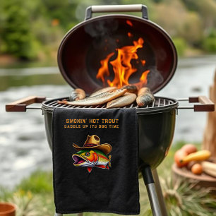 Linge De Cuisine Fête des pères Funny Fish portant un Casquette Cow
