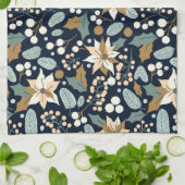 Linge De Cuisine Fête d'hiver arrière - plan noir Poinsettia (Plié)