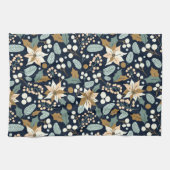 Linge De Cuisine Fête d'hiver arrière - plan noir Poinsettia (Horizontal)