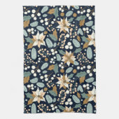 Linge De Cuisine Fête d'hiver arrière - plan noir Poinsettia (Vertical)