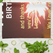 Linge De Cuisine Fête Fireworks avec message Merci (Plié)