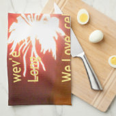 Linge De Cuisine Fête Fireworks avec message Merci (Quart Plié)