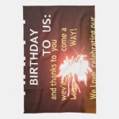 Linge De Cuisine Fête Fireworks avec message Merci (Vertical)