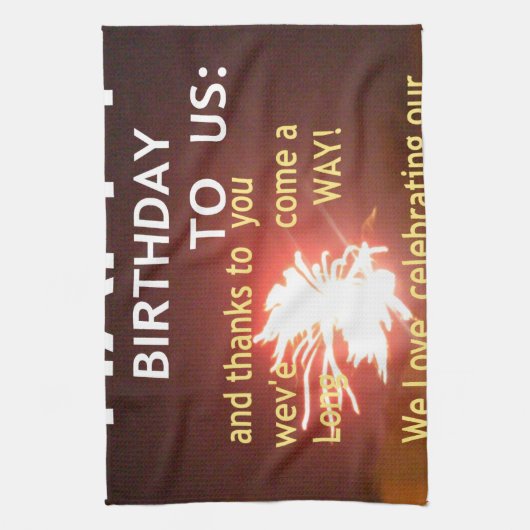 Linge De Cuisine Fête Fireworks avec message Merci (Vertical)