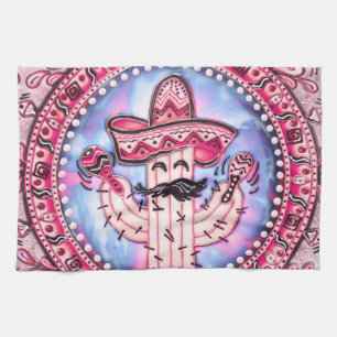 Linge De Cuisine Fête mexicaine Cinco de Mayo Sombrero Rose Blue