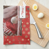 Linge De Cuisine Fêtes de Noël personnalisées Photo (Quart Plié)