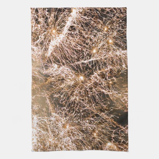 Linge De Cuisine Feu d'artifice en or brillant Abstrait (Vertical)