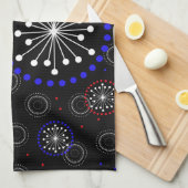 Linge De Cuisine Feu d'artifice rouge blanc contemporain (Quart Plié)