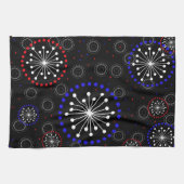 Linge De Cuisine Feu d'artifice rouge blanc contemporain (Horizontal)