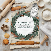 Linge De Cuisine Feu de Noël personnalisé de la couronne de broche 