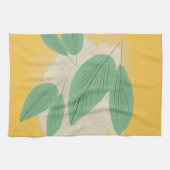 Linge De Cuisine Feuillage Abstrait Illustré en Jaune (Horizontal)