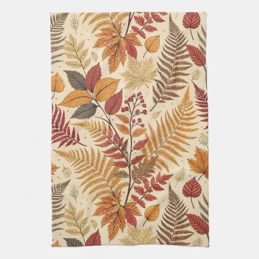 Linge De Cuisine Feuillages et baies d'automne - Tons chauds (Vertical)