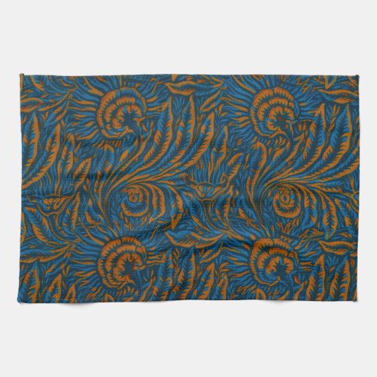 Linge De Cuisine Feuille botanique d'acanthe de style sarcelle Will (Horizontal)