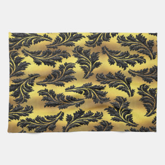Linge De Cuisine Feuille chic de parties scintillantes de noir de