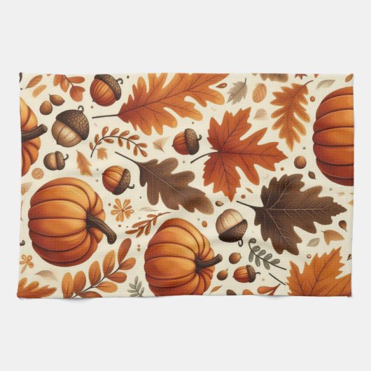 Linge De Cuisine feuille/citrouille/cavernes Automne (Horizontal)