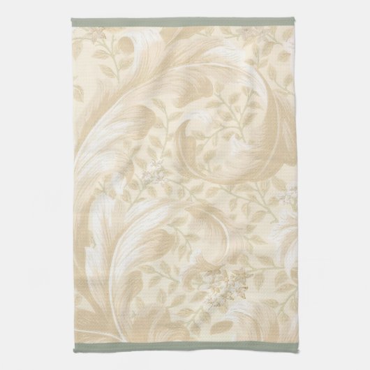Linge De Cuisine Feuille d'acanthe dans doucement le beige (Vertical)